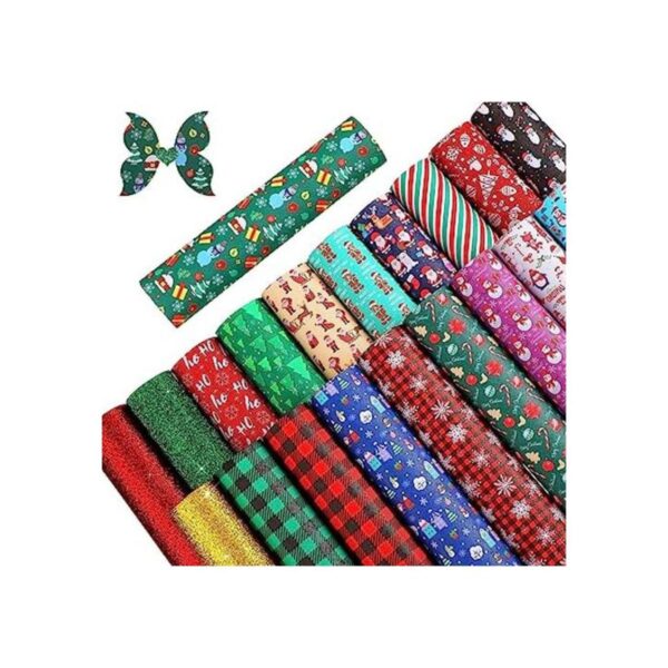 20 hojas de piel sintética de Navidad con diseño de