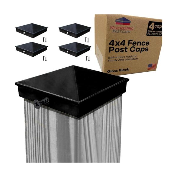 WeatherPRO Tapas negras de 4 x 4 pulgadas para postes_1
