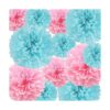 Pompones de papel de seda flores de papel rosa y azul 12_1