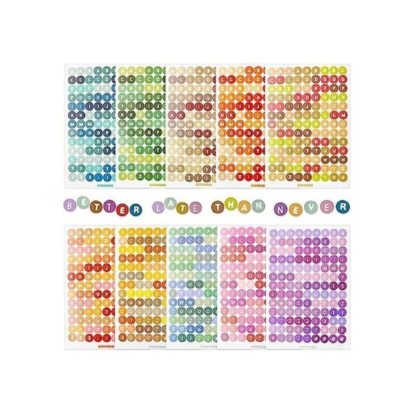 Waynoda 10 hojas de calcomanías coloridas de letras del