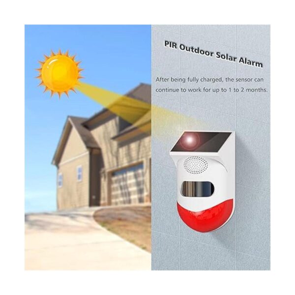 Alarma solar de sonido y luz estroboscópica con detector_3