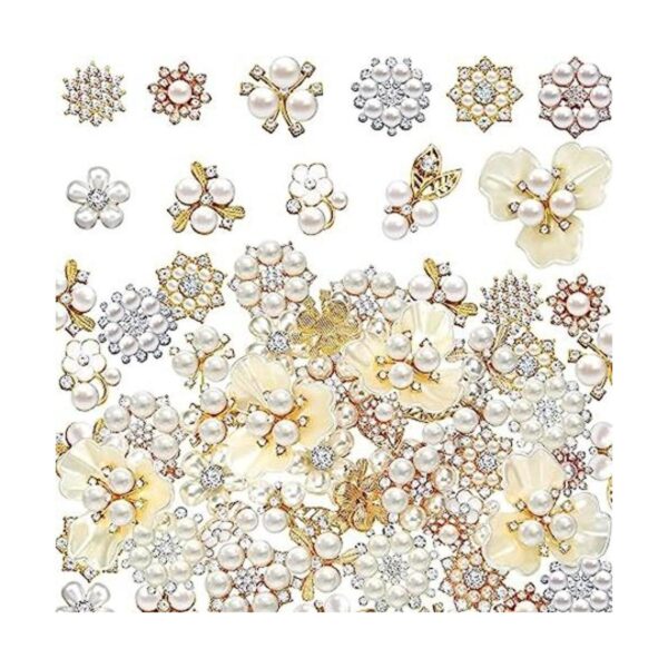 66 botones de diamantes de imitación de perlas de cristal