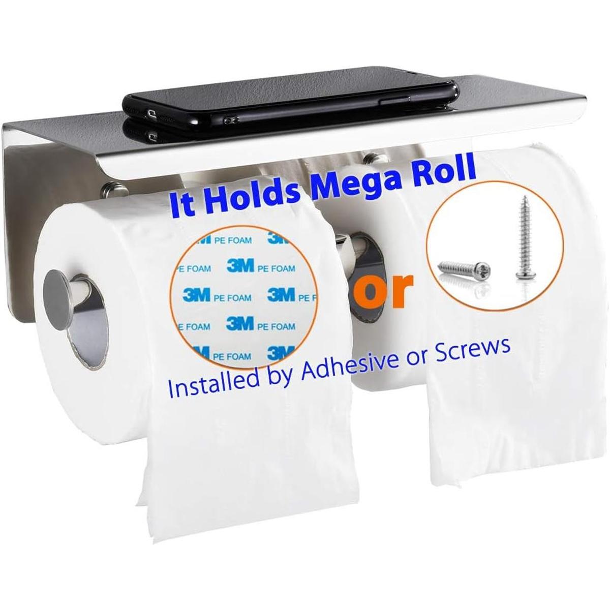 Portarrollos de papel higiénico doble con estante