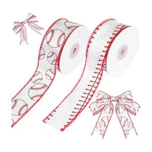 2 rollos de cintas de béisbol rojo y blanco con borde de