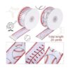 2 rollos de cintas de béisbol rojo y blanco con borde de