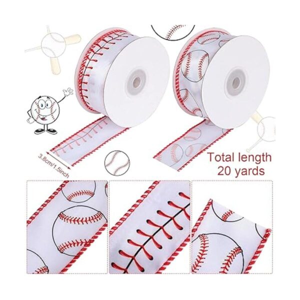 2 rollos de cintas de béisbol rojo y blanco con borde de