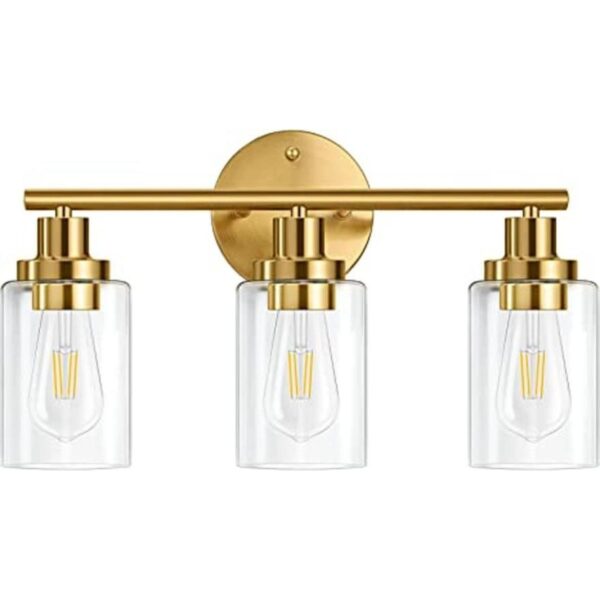Watyo Lámparas de baño doradas para tocador de 3 luces_1
