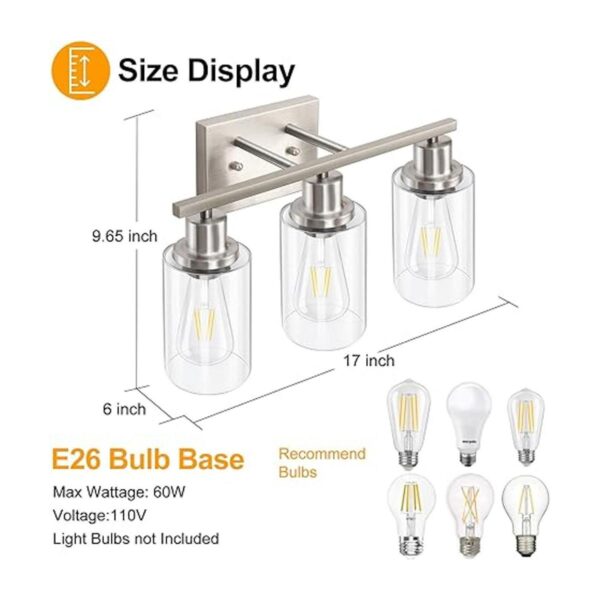 Watyo Lámpara de tocador de baño de 3 luces lámpara de_3