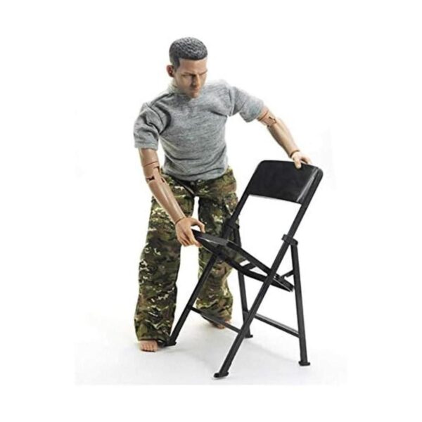 Warmtree Silla plegable negra a escala 16 para figura de_5