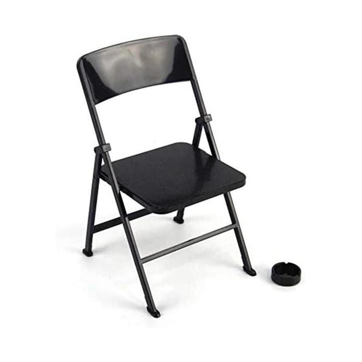 Warmtree Silla plegable negra a escala 16 para figura de