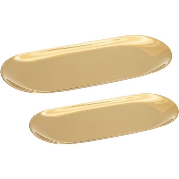 2 bandejas de acero inoxidable dorado para toallas de_1