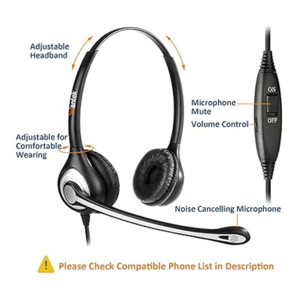 Wantek Auriculares de teléfono con micrófono con_4