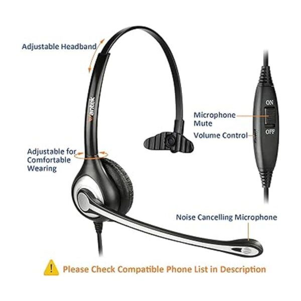Wantek audífonos de diadema con cable para teléfono con_4