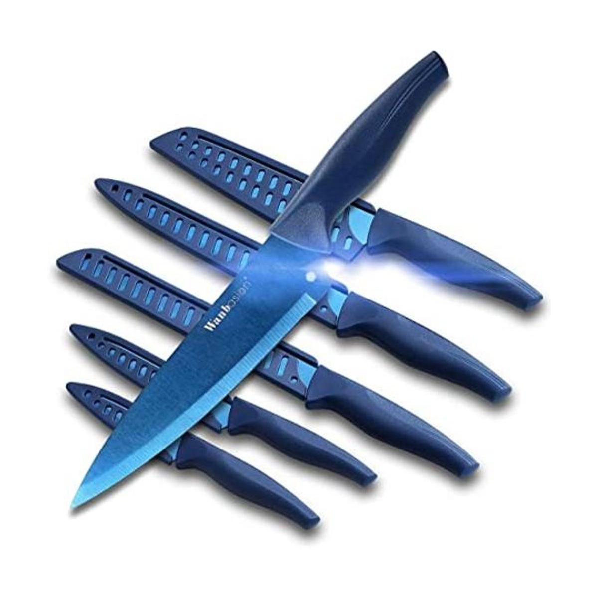 Wanbasion Juego de cuchillos 6 unidades colores azul