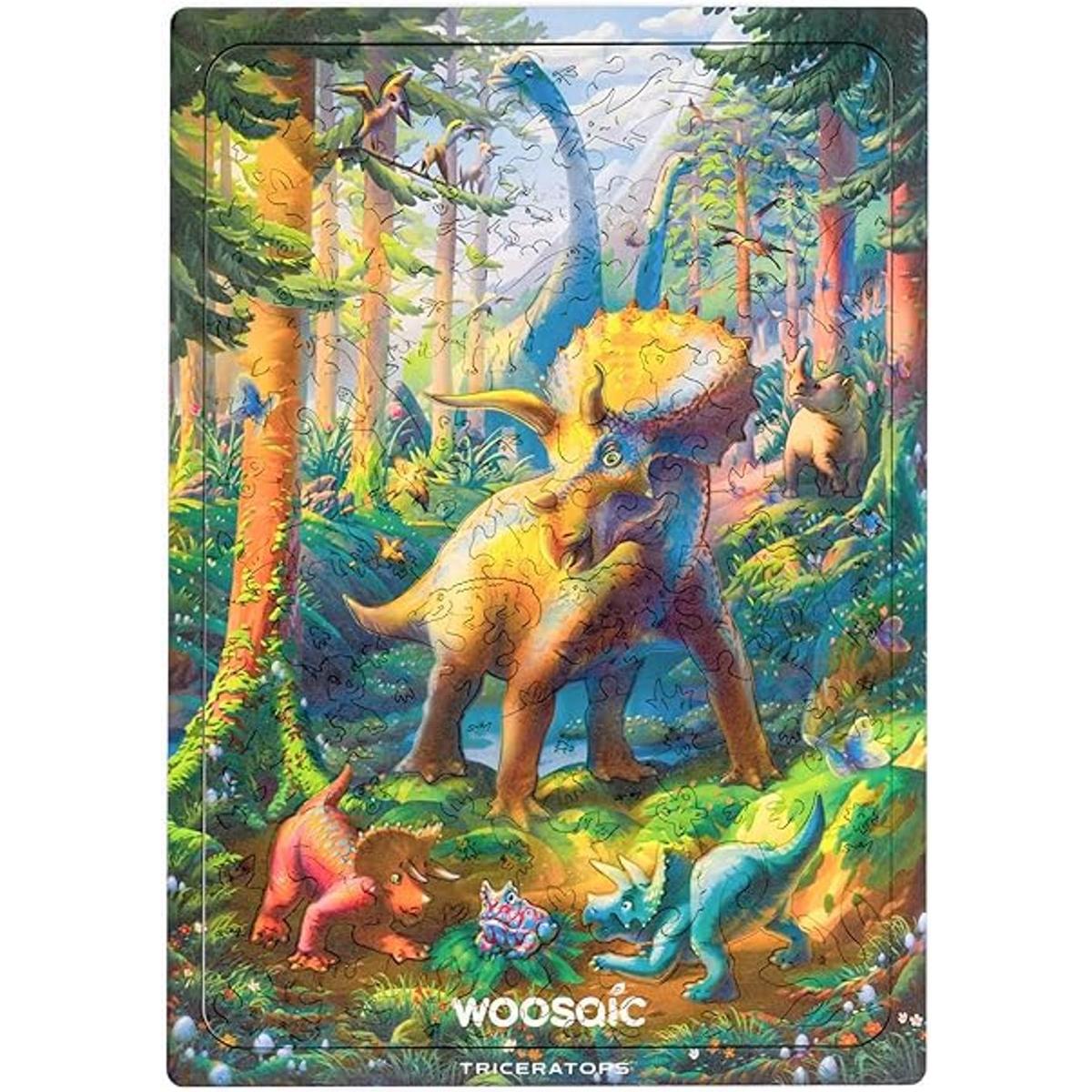 WOOSAIC Rompecabezas de dinosaurio de madera original