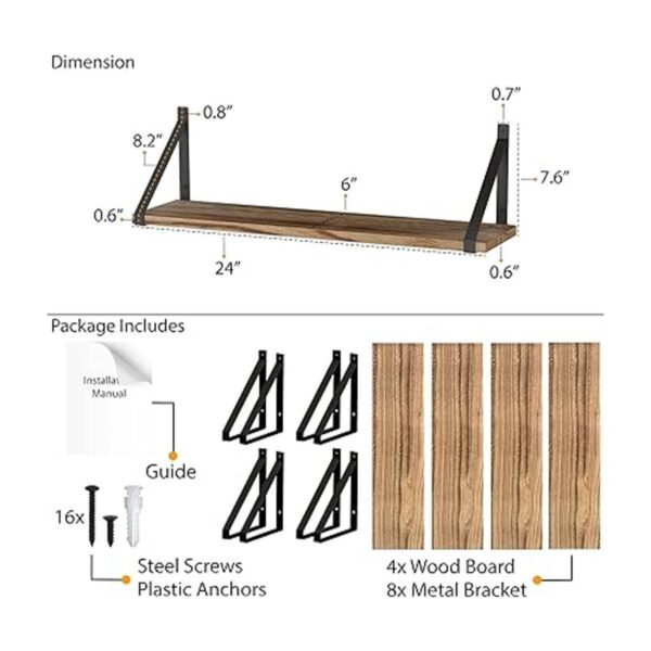 Wallniture Bora Estantes flotantes 24 x 6 pulgadas
