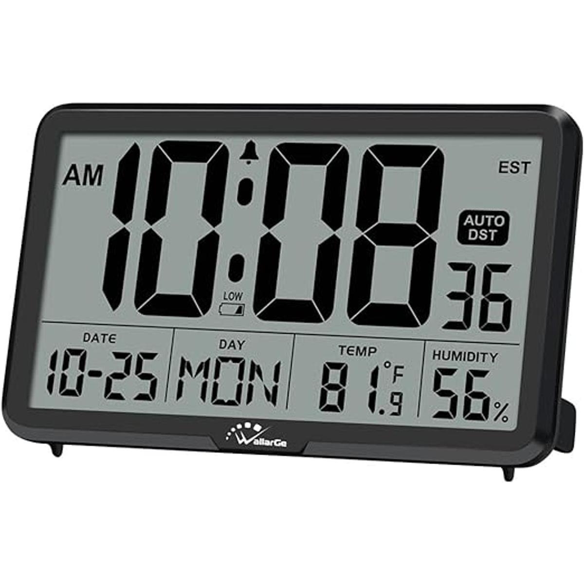 WallarGe Reloj de pared digital automático funciona con