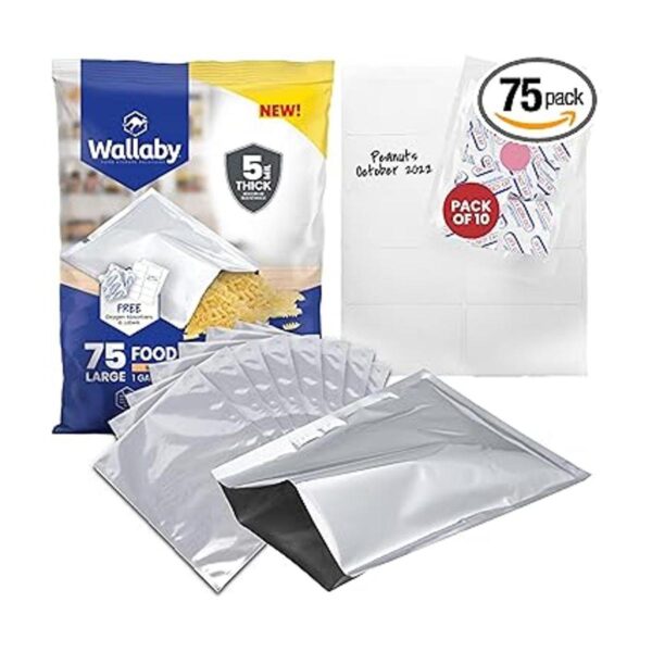 Paquete de 75 bolsas de Mylar Wallaby de 1 galón 5 mil_1