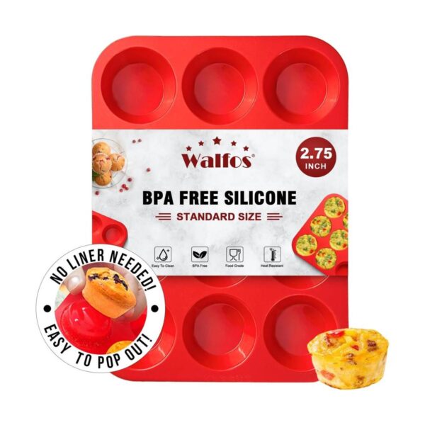 Walfos Molde para magdalenas de silicona 12 tazas de