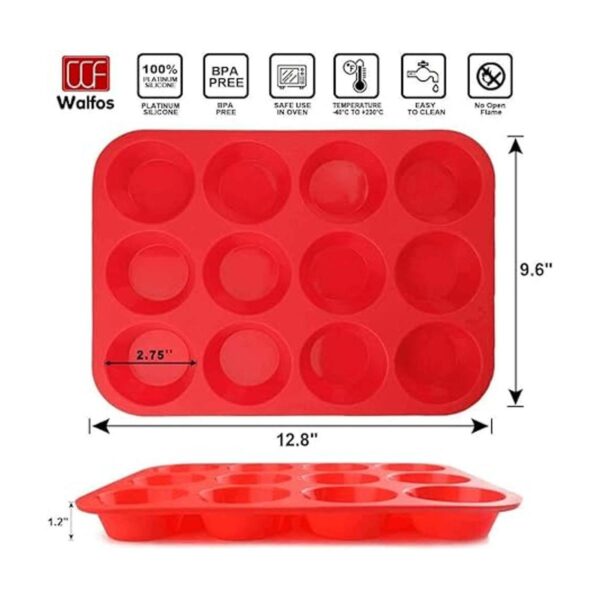 Walfos Molde para magdalenas de silicona 12 tazas de