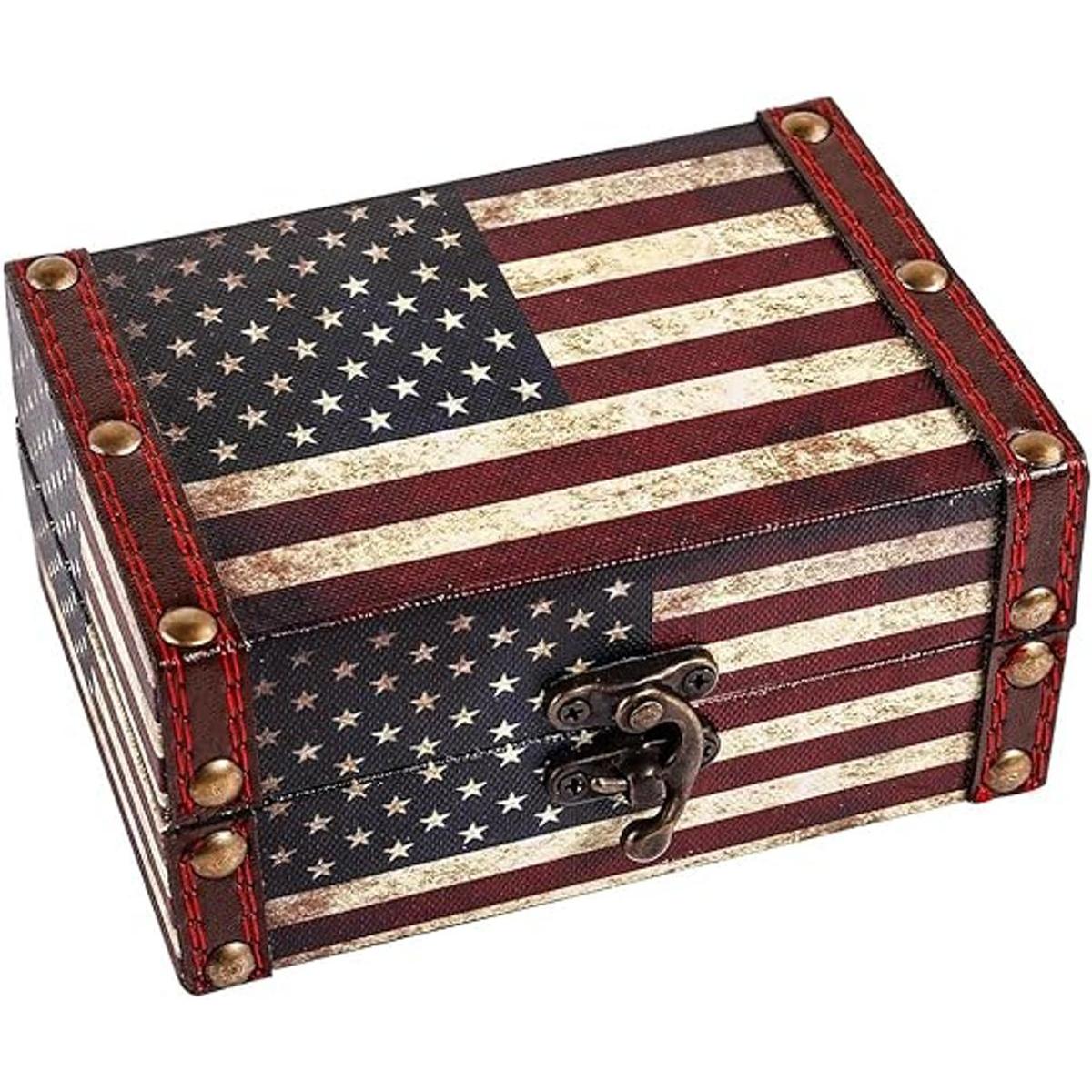 WaaHome Caja de tesoro pequeña decorativa de madera para