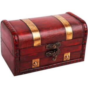 WaaHome Cajas del tesoro pirata caja pequeña de madera_1
