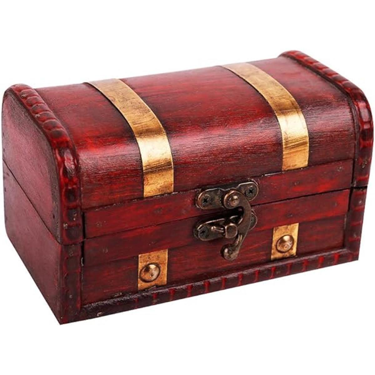 WaaHome Cajas del tesoro pirata caja pequeña de madera