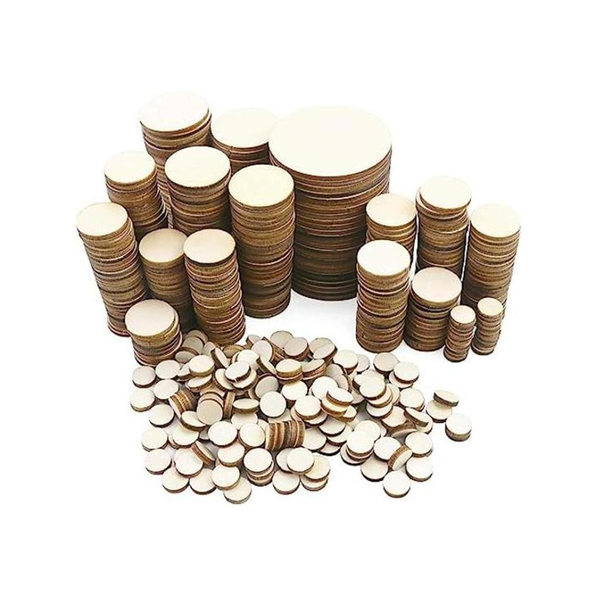 WYKOO 525 discos redondos de madera sin terminar 5