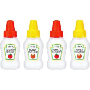 WXOIEOD Mini botella de ketchup de 4 piezas para