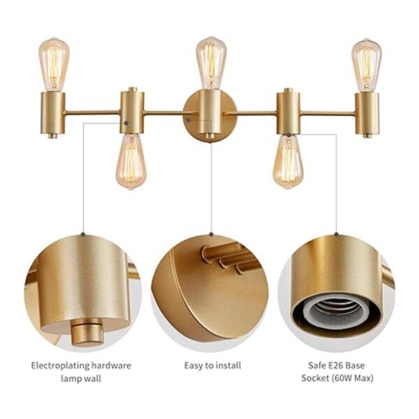 WUZUPS Lámpara de baño de 5 luces Morden para tocador de_2