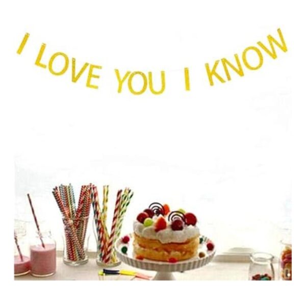 Bandera con texto I Love You I Know bandera de boda con_3