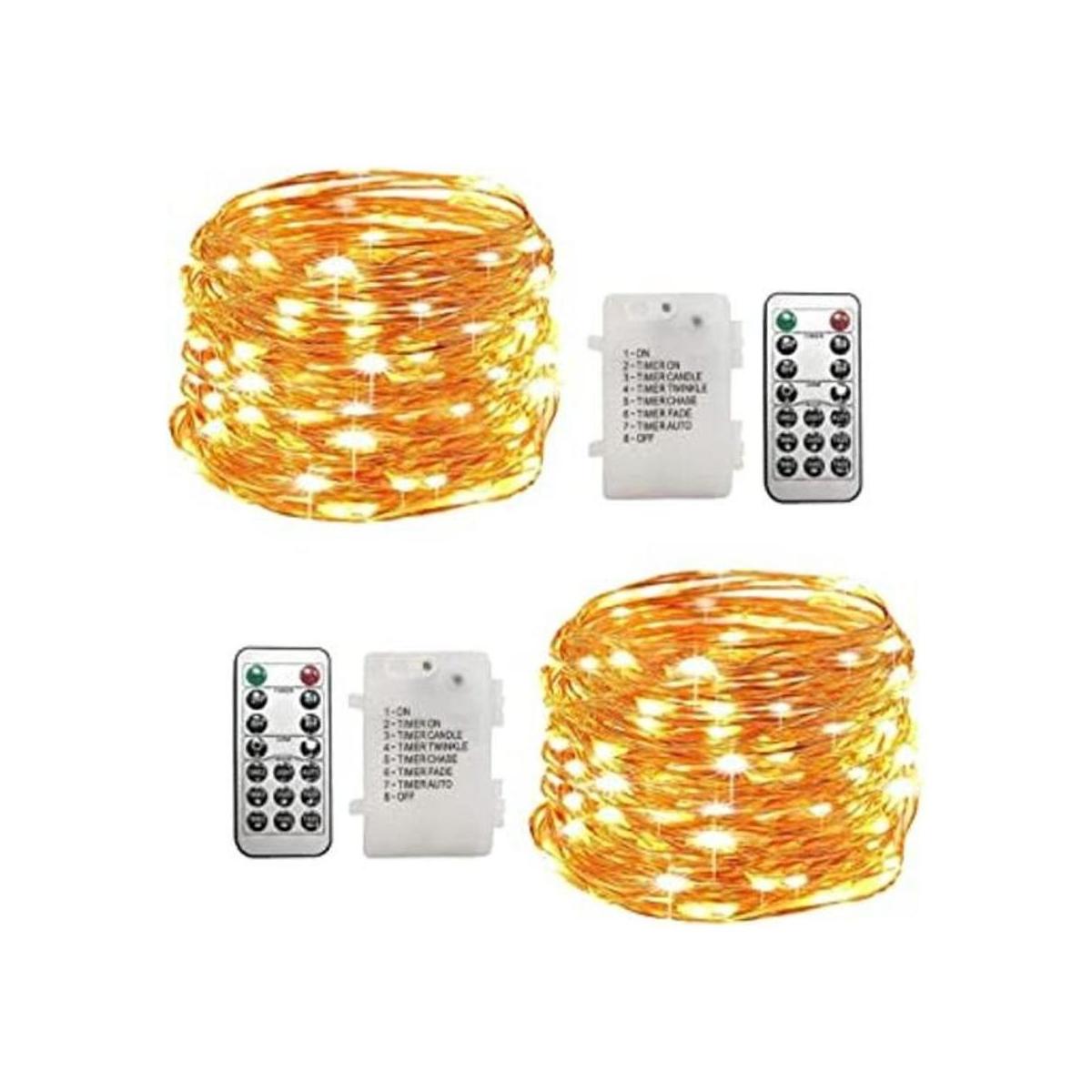 WSgift Paquete de 2 luces LED blancas cálidas de 20 pies y