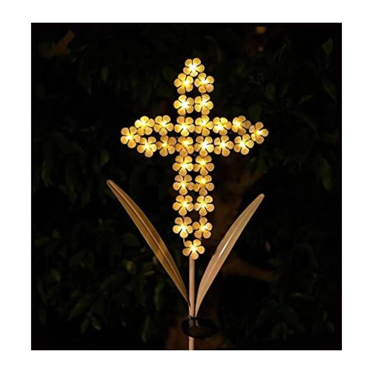 WSgift Luces solares de estaca de cruz para hortensias de