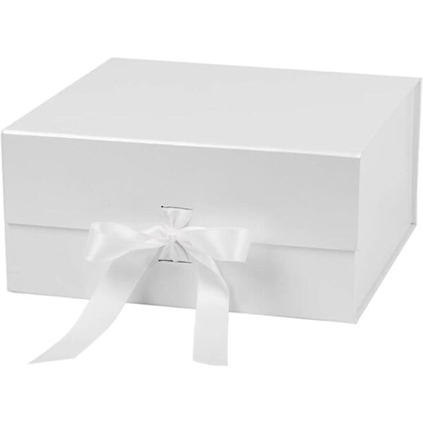 WRAPAHOLIC 2 cajas de regalo blancas con cinta de satén_1