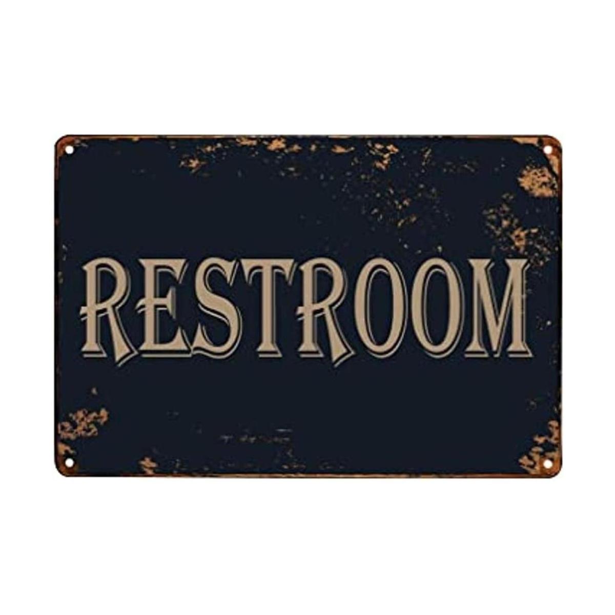 WOSTOD Letrero de metal vintage para puerta de baño para