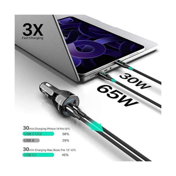 WOTOBEUS Adaptador de cargador de coche USB C de 95 W PD_4