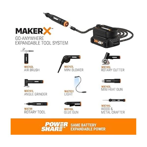 Worx WX746L.9 20V MAKERX Pistola de pegamento caliente_2