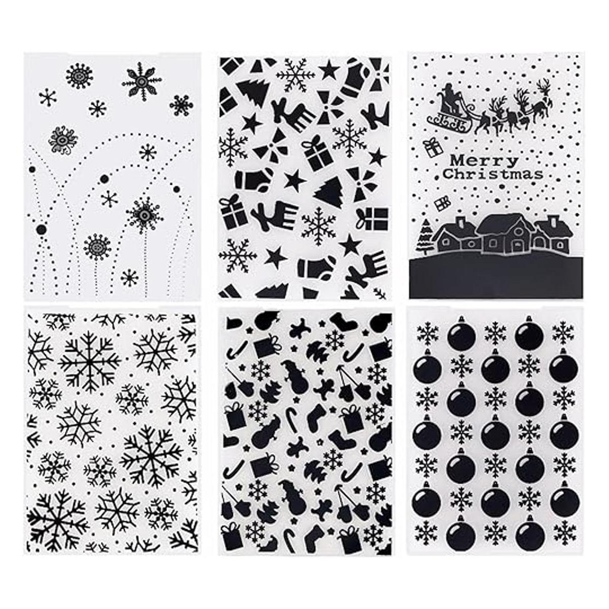 Carpetas de plástico en relieve de Navidad hojas de copo