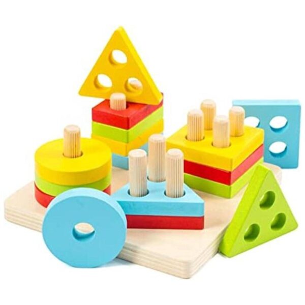 Juguetes Montessori de madera para clasificar y apilar_1