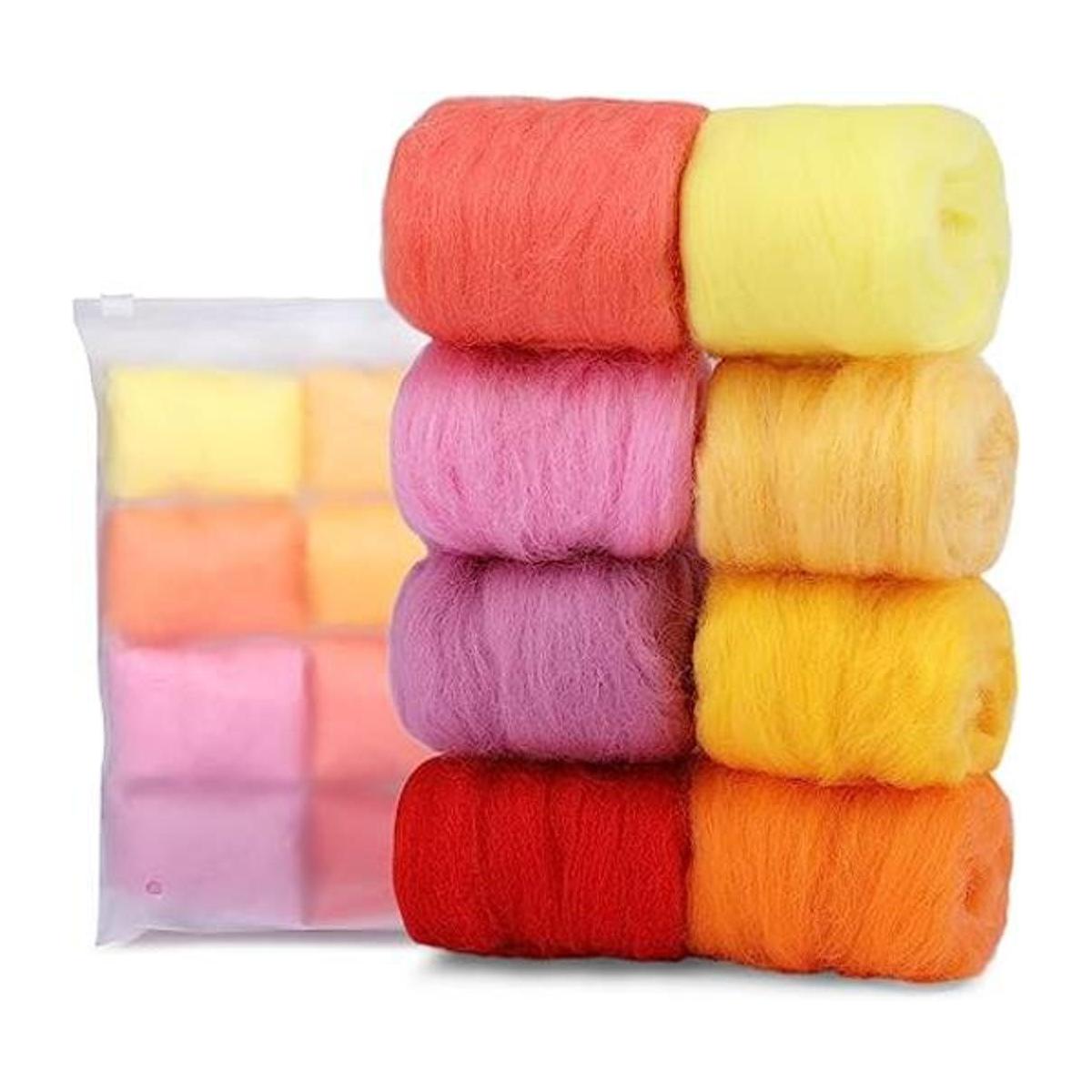 Needle Felting Wool 80 g 8 Colors Nature Wool Roving