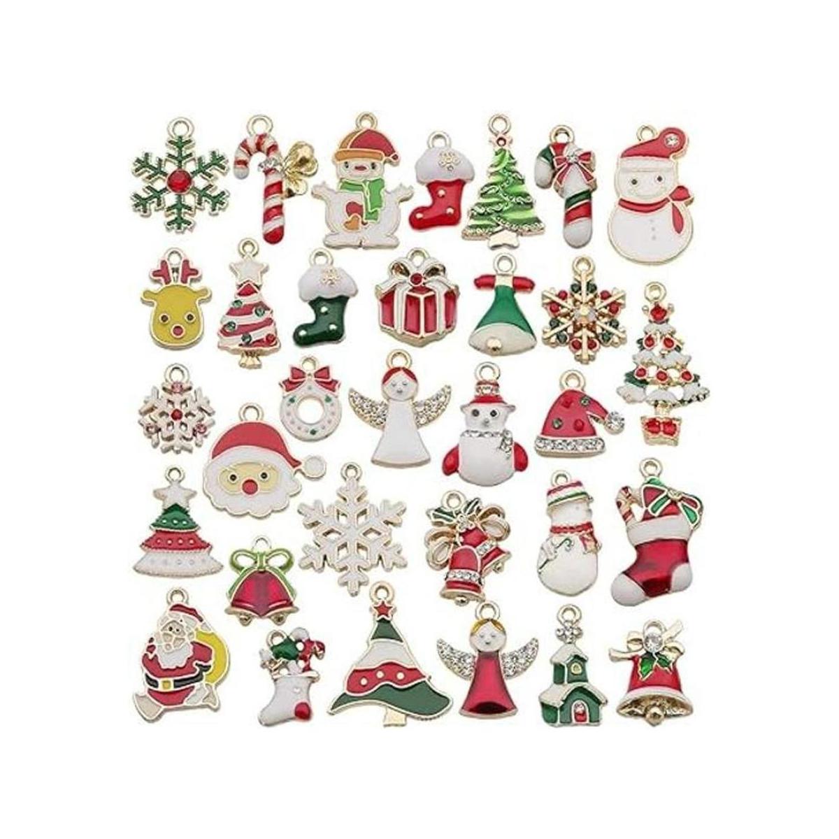 32 dijes de Navidad esmaltados dorados para hacer joyas