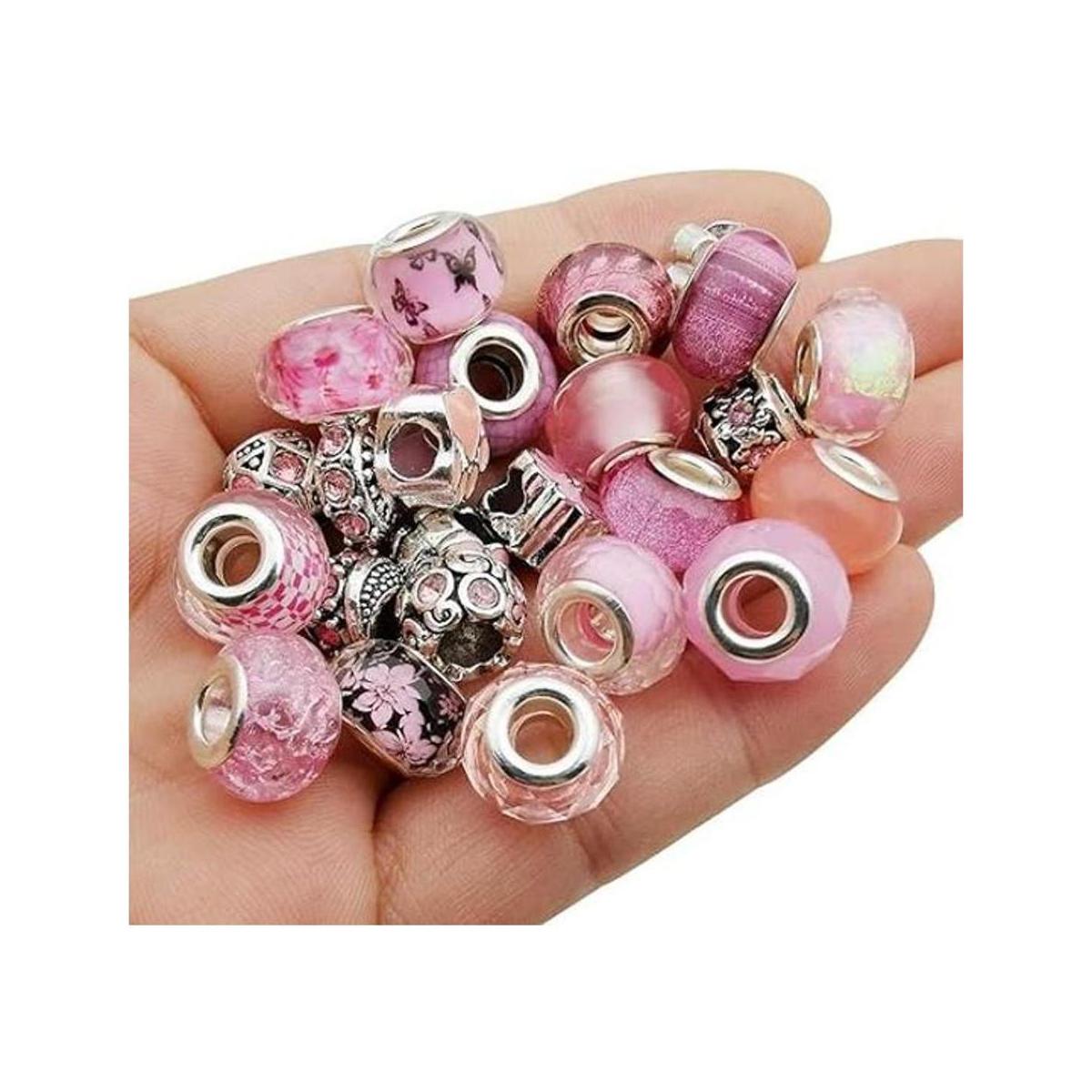 50 cuentas de cristal de imitación de resina rosa surtidas
