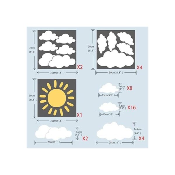 WMdecal Sun and 30pcs White Clouds Pegatinas de pared de_3