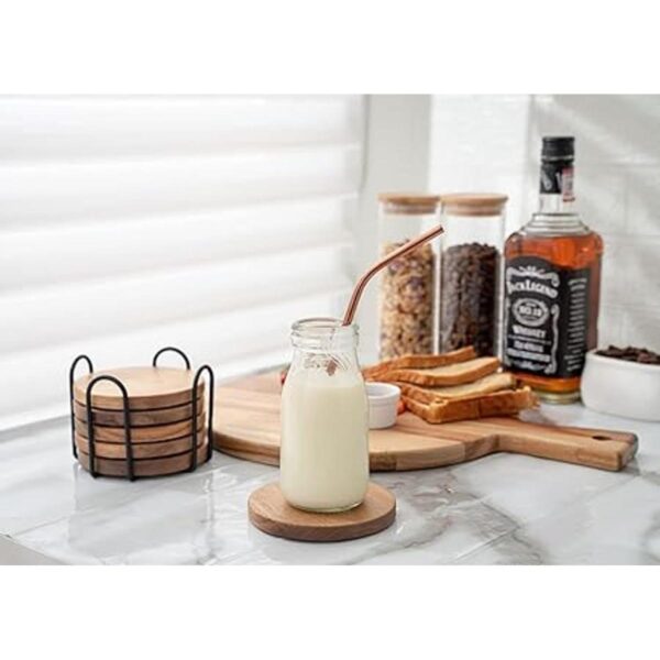 Posavasos de madera para bebidas con soporte juego de 6_5