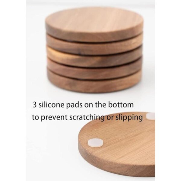Posavasos de madera para bebidas con soporte juego de 6_4
