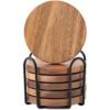 Posavasos de madera para bebidas con soporte juego de 6_1