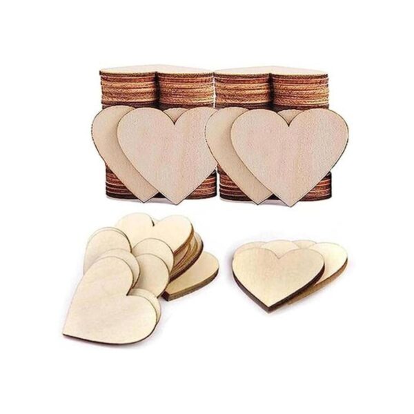 WLIANG 100 piezas de recortes de corazón de madera de 2