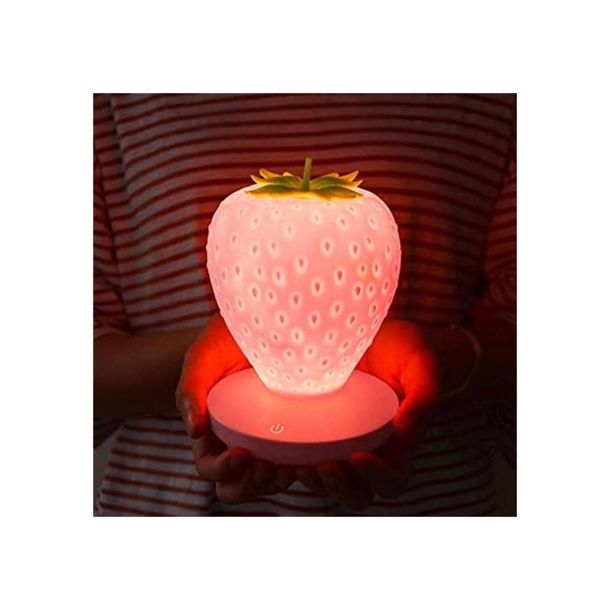 Luz nocturna de fresa para niños lámpara LED de fresa de