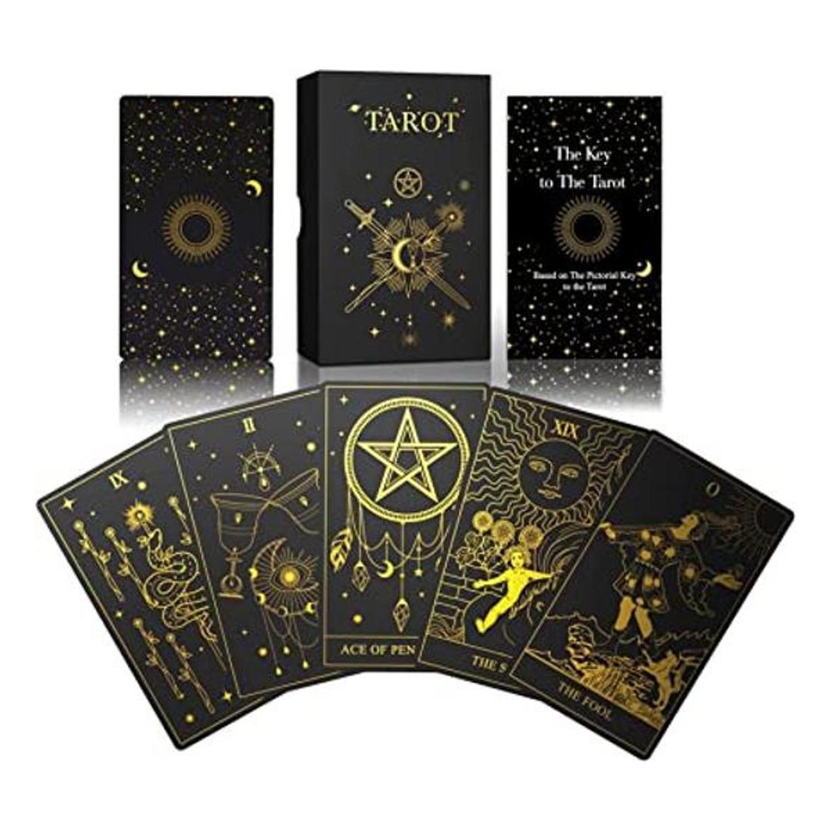 WJPC Tarjetas de tarot de lámina dorada con juego de