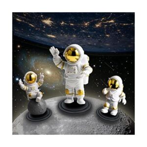 6 adornos de estatua dorada de astronauta decoración de_1